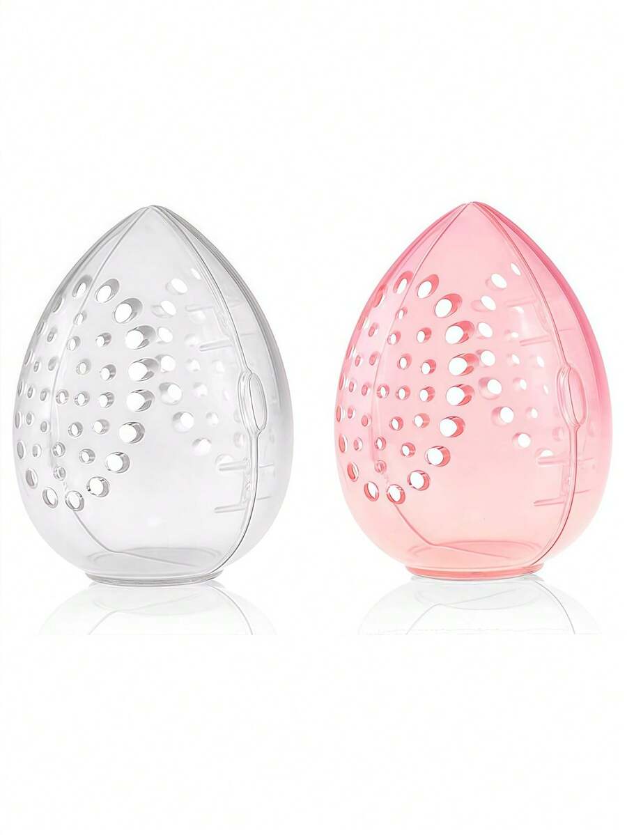 1/2PCS Beauty Sponge Makeup Storage Egg Powder Puff Cosmetic Egg-Shaped Transparent Frame Puff Dry Box Makeup Accessories,For Holiday Beach, Bathroom Collection, Bedroom Collection, Large Capacity - Multicolor - View 1