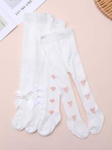 4 Pairs Girls' Printed Tights/Pantyhose For Spring And Autumn - White - View 4