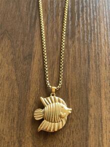 Stainless Steel Ocean Elements Minimalist Design Pendant Necklace With Fish, Starfish, Shell For Women