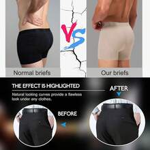 Padded Seamless Mens Butt Lifter Boxer Briefs Shorts Underwear Hip Enhancer Pads Booty Boyshorts Pants Buttock Push Up Body Shaper Shapewear Underpants Knickers Panties
