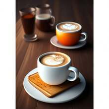 可选框架可爱咖啡杯帆布画北欧拿铁海报和印刷品墙壁艺术画适用于咖啡馆家居装饰餐厅厨房绘画可重复使用框架，带框架厨房装饰的墙壁艺术 - 彩色 - 查看 110