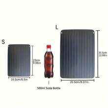 1pc Aluminum Alloy Fast Defrosting Tray, Beef & Seafood Defrosting Plate, Frozen Food Fish Meat Thawing Board - Black - View 2