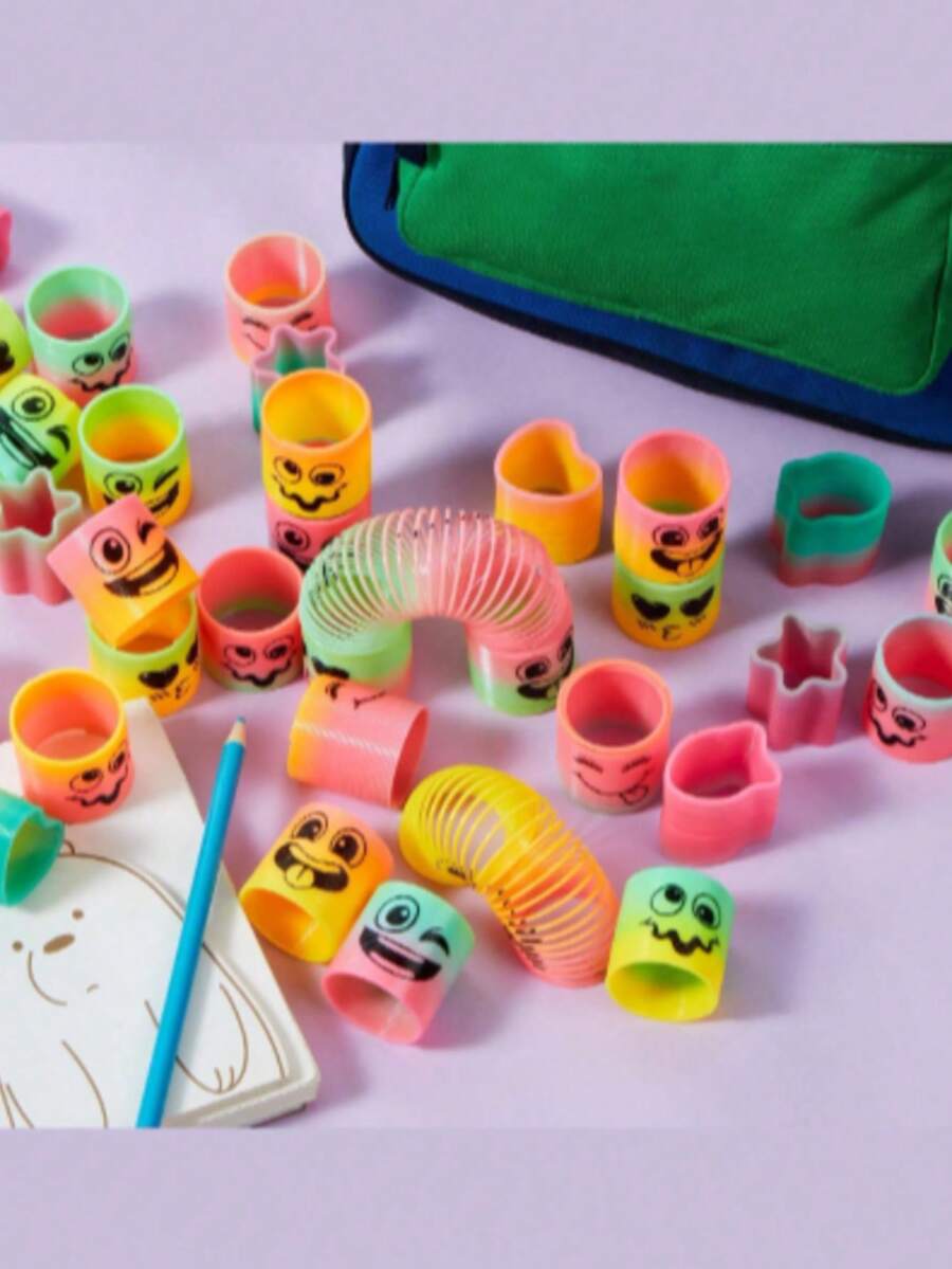 Syncfun 5pcs/10pcs/20pcs Spring Rainbow Party Mini Plastic Coil Toys, Stress Relief Coil Mini Spring Bulk Toys, Party Favors