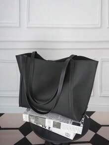 2025 Large Capacity Tote Bag For Women, Retro Style Versatile Small Shoulder Bag - Black - View 5