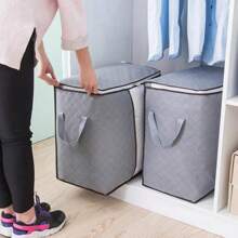 2 Types Of Large Capacity Quilted Storage Bags With Zippers - Portable Towel, Bed Sheet, And Clothing Storage Box, Gray Fabric Container With Transparent Inspection Port And Handle, Multi Compartment Design For Easy Access, Wardrobe Storage Box (Horizontal, Vertical)