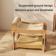 1 Stück Kratzbrett & Bett Kombination für Katzen, Doppellagiges stapelbares Design, krümelfreies, gesundes Sisalmaterial, Größe: 56*42*40cm