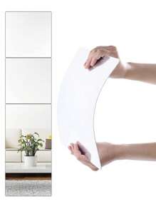 4pcs/8pcs 3D Mirror Tile Wall Sticker, Shatter-Resistant Acrylic Full Body Mirror Tiles, 30cm, Self-Adhesive, Flexible Plastic Mirror, Full Mirror Tiles, DIY Wall Decor, Suitable For Door, Bedroom, Home Gym, Bathroom, Dining Room, Home