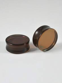1 par de enchufes y túneles de vidrio para dilataciones - marrón oscuro tipo café expreso, con doble pestaña, expansores de peso corporal para pendientes estirados