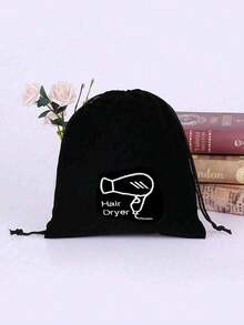 1 Pc Hair Dryer Bag 10.2''x 11.8'' Storage Organizer Bag For Hairdryer And All Hair Tools With Drawstring, Travel Hair Dryer Storage Bag Drawstring Design Black Polyester Rope Bag,Closet Organizer,Travel Portable Bag,Waterproof Pocket,Clothing Classified Hanging Bag Back To School Supplies