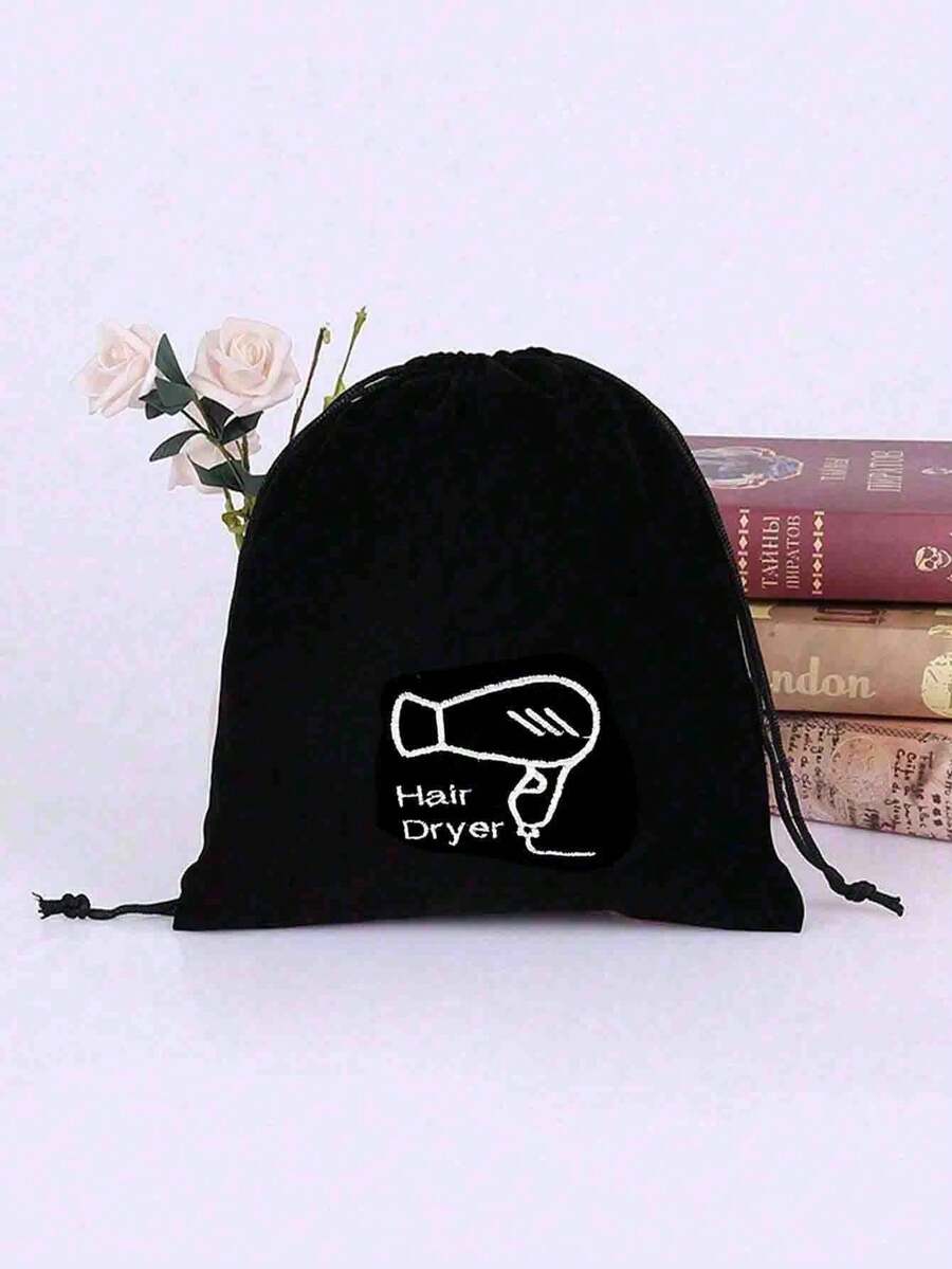 1 Pc Hair Dryer Bag 10.2''x 11.8'' Storage Organizer Bag For Hairdryer And All Hair Tools With Drawstring, Travel Hair Dryer Storage Bag Drawstring Design Black Polyester Rope Bag,Closet Organizer,Travel Portable Bag,Waterproof Pocket,Clothing Classified Hanging Bag Back To School Supplies