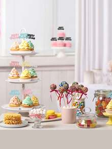 10 件多色生日快乐蛋糕装饰签，金色闪光生日快乐蛋糕食物水果签，适用于生日派对装饰用品、甜点桌装饰用品、蛋糕装饰用品、烘焙装饰用品、派对装饰用品