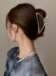 Juego de 3 piezas de elegantes pasadores de metal plateado de estilo geométrico para el cabello de mujeres, adecuados para la vida diaria, lavarse la cara, maquillarse, combinar con ropa de verano