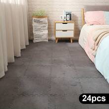 12/24/48 szt. blokujących się pluszowych mat piankowych - miękkie, zmywalne, antypoślizgowe i zapobiegające upadkom płytki podłogowe do użytku wewnątrz - wykonane maszynowo, z krótkim włosiem, plecione i z wzorem patchworkowym w kratkę