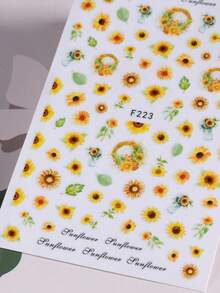 2 件优雅黄色向日葵蒲公英指甲贴花 3D 夏季花朵贴纸适用于指甲艺术用品 DIY 自粘设计美甲配件家庭沙龙用品