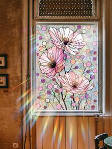 1 cái/1 bộ 2 miếng dán kính tĩnh điện 2D phẳng, miếng dán cửa sổ tĩnh điện hình hoa nhiều màu, óng ánh, miếng dán trang trí kính nhà, tự dính - Nhiều màu - Xem 9