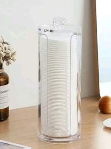 1pc Transparent Clean Pad Storage Box, Clean Swabs Holder, Dustproof With Cover, Portable Vanity Makeup Remover Pad Organizer,For Holiday Beach, Bathroom Collection, Bedroom Collection, Large Capacity