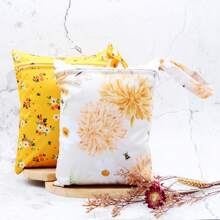 2 Pcs Cartoon Wet Bag, Waterproof Polyester Beach Diaper Laundry Baggie, Large Swimmer Dry Pouch, Small Makeup Cosmetic Travel Zipper Storage Toiletry Handbag For Girl