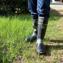 Unisex Rain Boots, Black & Green, Outdoor Fishing Shoes, Tall Rain Boots, Steel Studded Wellies - Black - View 3