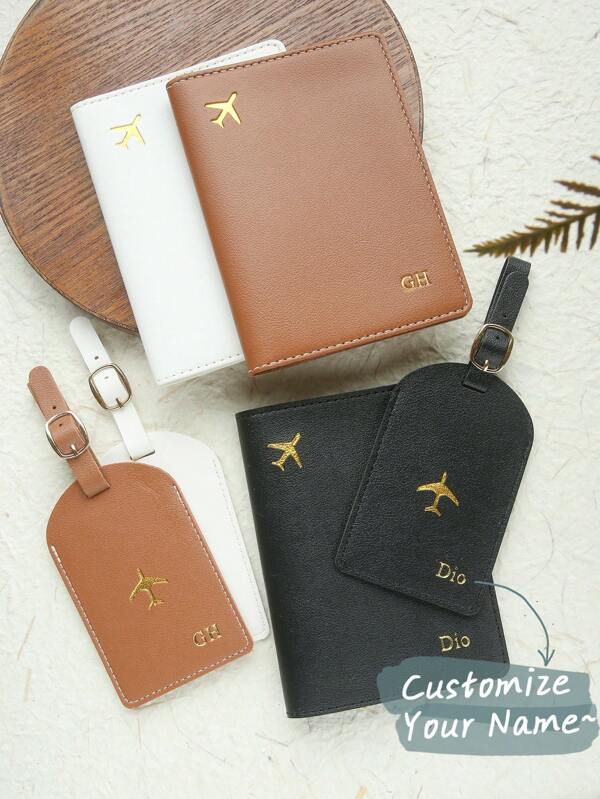 2 PEÇAS Conjunto de Porta-Passaporte e Tag de Bagagem Personalizados Nome Monocromático Dourado em Couro Sintético com Tag de Bagagem, Carimbo a Quente Personalizado, Acessórios de Viagem Feitos à Mão, Cartão Documento Presente de Aniversário Chic para Amigos, Madrinhas, Verssátil, Básico, Personalizado, Único, Personalizado, Para Aniversários, Para Férias/Viagens, Para Exterior/Saídas/Viagens/Caminhadas/Estádio/Esportes/Escalada, Para Negócios/Cômodo/Trabalho/Escritório, Material Escolar, Volta às Aulas, Para Escritório, Para Escola, Para Sala de Aula, Para Presentes de Professor, Para Universidade, Para Colegas, Para Quartos de Dormitório, Para Professor, Para Meninos e Meninas, Para Adolescentes, Alunos do Ensino Médio, Alunos do Ensino Médio, Alunos da Faculdade, Alunos da Universidade, Calouro, Veterano, Alunos do Ensino Fundamental