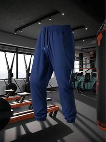 Men Fitness Boyfriend Style Men Drawstring Waist Flap Pocket Side Sports Pants