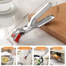 1 件加厚防滑不锈钢耐热夹，升级防滑夹口，不锈钢材质，家用必备防滑耐热夹，适用于蒸锅、烤箱、烘焙食物、盛放热碗碟