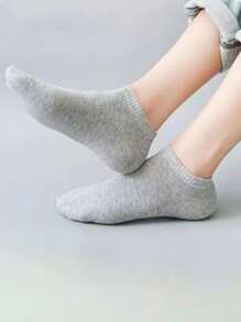 40 Pairs Men's Thin Solid Color Low Cut Cotton Socks, Black/White/Gray, Spring Autumn New Business Work Non-Slip Ankle Socks