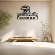 1PC Custom T-Rex Dinosaur Metal Wall Art Sign - Personalized Name Plaque Iron Wall Decor For Home Indoor Outdoor, Perfect Gift For Housewarming Dinosaur Enthusiasts, Ages 14+ Back To School