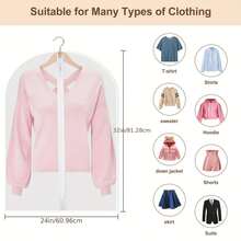 5pcs Zipper Transparent PEVA Garment Covers With Hanger Hook, Suitable For Suits, Jackets And Delicate Fabrics, Wardrobe Organization And Travel Storage