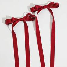 2pcs/Set Fashionable Cute Women Hair Clips, Ballet Style Butterfly Ribbon Hair Clip, Suitable For Various Occasions - Red - View 1