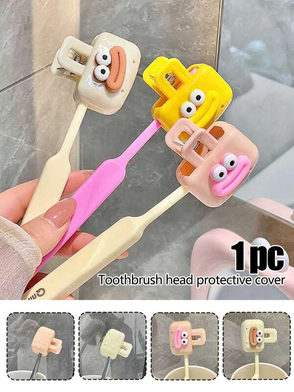 Macaron Household Toothbrush Head Protective Cover, Sausage Mouth Design, Electric Toothbrush Storage Clip, Portable Travel Drain Toothbrush Cover Clip, Novel Hairpin Toothbrush Storage Clip, Multi-Functional Protective Cover, Suitable For Home, Bathroom, Travel Use, A Must-Have At Home