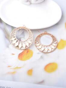10pcs Boho Zinc Alloy Round Teardrop Flower Enamel Charms, Golden White Color Jewelry Making Pendant, Necklace, Earrings For Women