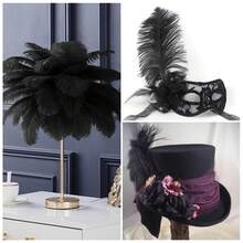 20pcs Black Artificial Feathers 10-12 Inch (25-30cm) Bulk Feathers For Home Decoration And DIY Clothes Decoration, Gatsby Decorations - Black - View 3