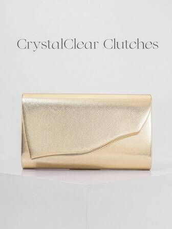 Eenvoudige clutch met ijzerdraaddecoratie voor dames, PU-avondtas voor feestjes, geschikt voor bruiloften, formele evenementen, feesten, hoogwaardige schouder- en crossbodytas met ketting