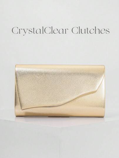 Bolso de embrague con sobre decorado con alambre de hierro sencillo, bolso de fiesta de PU apto para boda, eventos formales, fiesta, bolso de hombro y bandolera de alta gama