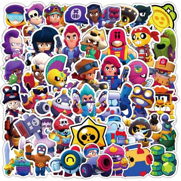 bandai 1 Set Of 50 Sheets,Multiplayer Practical Online Game Stars Brawl Character Simulation Stickers Can Be Used To Decorate Phone Cases, Refrigerators, Computers, And Skateboards, Making Them Look Good And Fun
