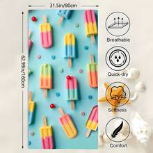 Extra Large Microfiber Beach Towel - Quick Dry, Lightweight, Sand-Free, Absorbent, Colorful Ice Cream Pattern - Ideal For Beach, Pool, Travel, And More Bathroom Decor Summer Beach Essentials - Cadet Blue - View 12