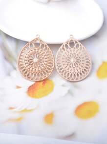 10pcs Boho Zinc Alloy Round Teardrop Flower Enamel Charms, Golden White Color Jewelry Making Pendant, Necklace, Earrings For Women