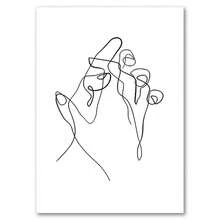 1pc Heart Hands Line Girl Boy Abstract Nordic Posters Wall Art Canvas Painting Pictures For Living Room Decoration Optional Frame ,Wall Art With Frame - Multicolor - View 68
