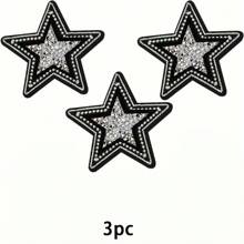 5 pezzi di stemmi ricamati con stelle glitterate bianche e nere, da applicare con ferro da stiro o cucire, decorativi per giacche, jeans, zaini, cappelli, progetti fai-da-te