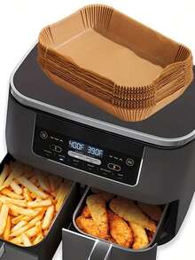 50/100pcs Brown Rectangular Air Fryer Paper Special Thick Oil Absorbing Paper Baking Oven Heat-Resistant Oil Paper Tray