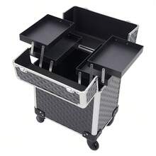 YUNRUX Professional Makeup Case, Multifunctional Cosmetic Trolley, Large Storage Case For Nails - 黑色 - 查看 5