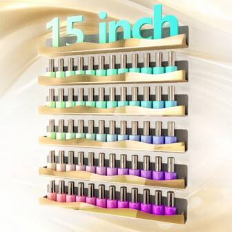 1/2/4/6pcs 15-Inch Gold Mirror Acrylic Nail Polish Display Rack, Holds 48-66 Bottles, Luxury & Modern Design,For Holiday Beach, Bathroom Collection, Bedroom Collection, Large Capacity