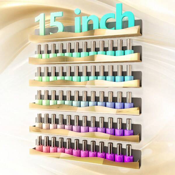 1/2/4/6pcs 15-Inch Gold Mirror Acrylic Nail Polish Display Rack, Holds 48-66 Bottles, Luxury & Modern Design,For Holiday Beach, Bathroom Collection, Bedroom Collection, Large Capacity
