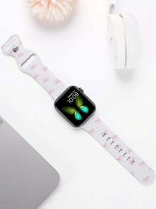 Suitable For Girls To Wear Pink Bow Printed Watch Replacement Strap, Compatible With Apple, Suitable For Apple Watch Ultra/SE/8/7/6/5/4/3/2/1/S10,38/40/41/42/44/45/49mm