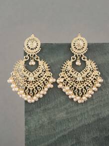 2 piezas Joyería con forma de corazón con campana, 1 par de aretes