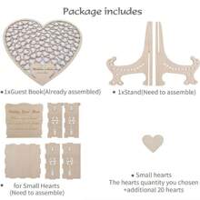 Marco de fotos de madera para libro de visitas de boda con diseño de corazones incrustados, cartel de recepción de boda con corazones, idea de libro de visitas para fiesta de cumpleaños, decoración para bodas