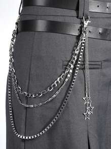1pc Punk Rock Multi-Layer Silver Metal Hollow Star Pants Chain, Gothic Fashion Accessory Halloween