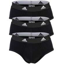 Adidas 阿迪達斯男士三角褲，3 條 - 三角褲，活性彈性棉，標誌，純色 - 黑色 - 查看 1