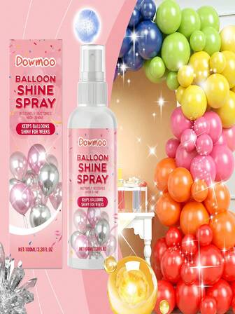 DOWMOO 100ml Balloon Spray, It Enhances The Ambiance Of The Balloons And Has A Long-Lasting Effect, Creating A Textured Spray. The Balloon Spray Enhances The Shine Of The Balloons For A Long-Lasting Effect.