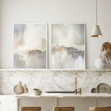 2 件白色抽象海报，可选框架艺术印刷品，现代简约海报，中性抽象墙面艺术装饰，优雅的灰色和白色帆布设计，适用于客厅、卧室、酒店装饰 - 2PC - 查看 10